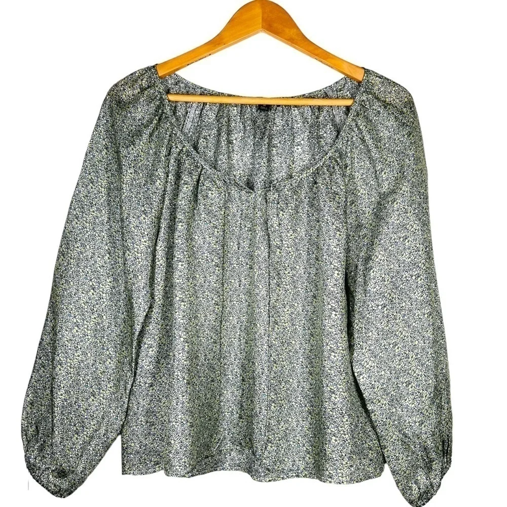 NWOT J.Crew Drapey Tie Front Top in Green Country Floral M